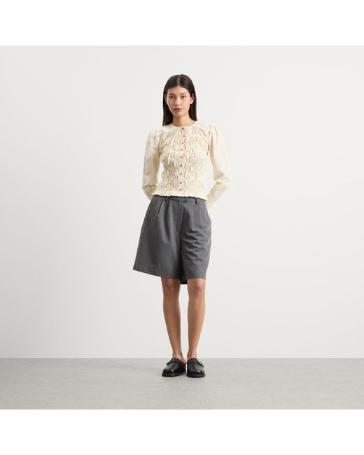 Damson Madder Natural Elliana Smocked Cardigan