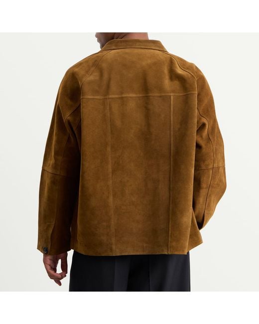 Studio Nicholson Green Bowe Suede Overshirt for men