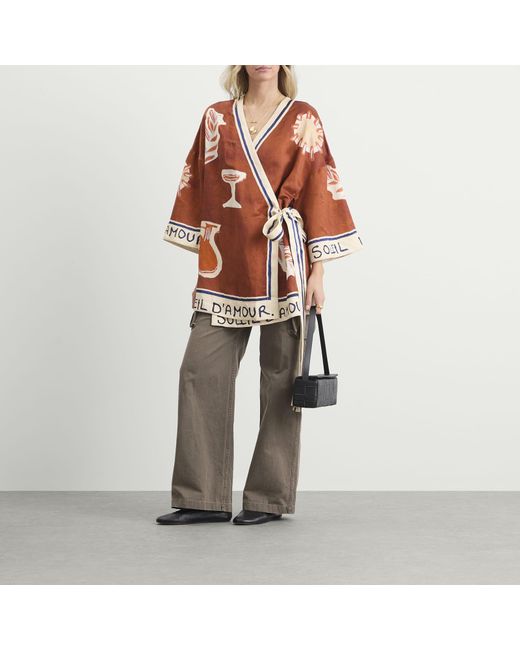 ALÉMAIS Brown Soleil D'Amour Wrap Mini Dress
