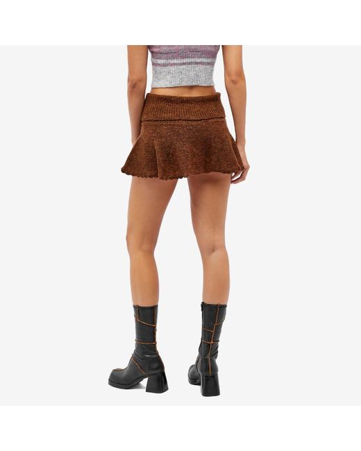 DANIELLE GUIZIO Brown Heart Scallop Mini Skirt