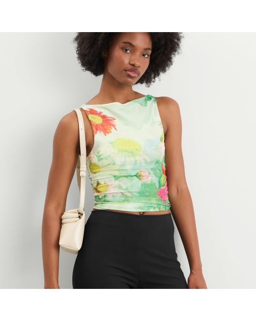 House Of Sunny Green Cosmos Mesh Top