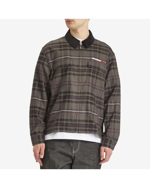AWAKE NY Gray Plaid Flannel Zip Overshirt for men