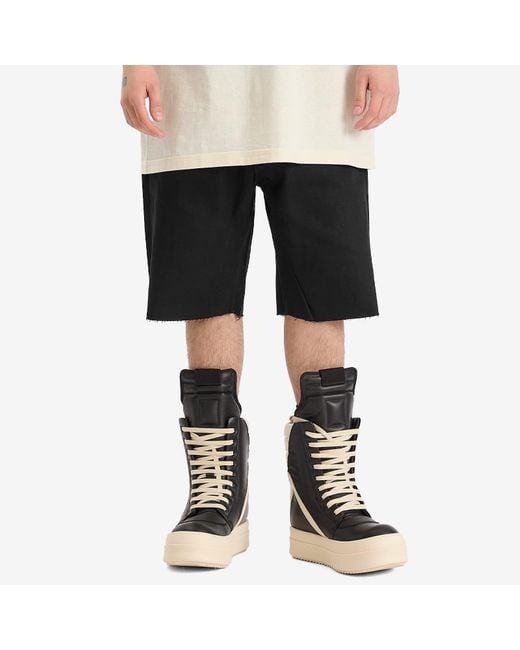 Rick Owens Black Geth Cut Off Shorts for men