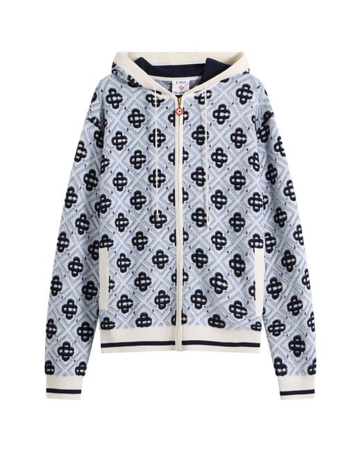 Casablanca Blue Monogram Zip Up Hoodie for men