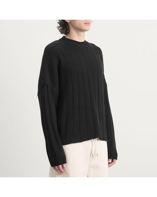 About Blank Black Large Rib Knit Crew for men
