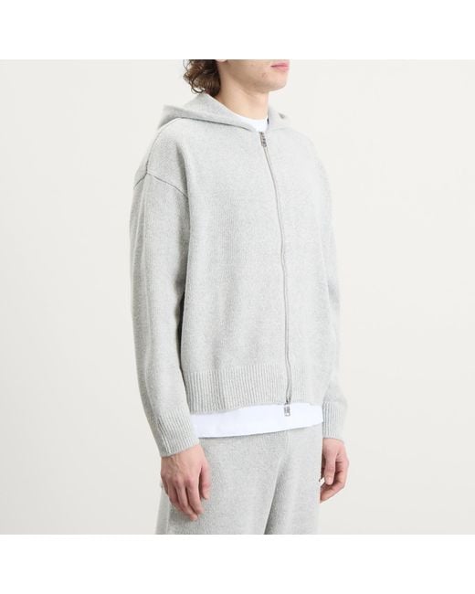MKI Miyuki-Zoku White Mohair Blend Knit Zip Hoodie for men