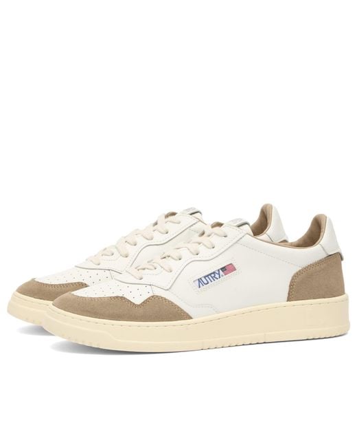 Autry White Medalist Low Leather Suede Sneakers for men