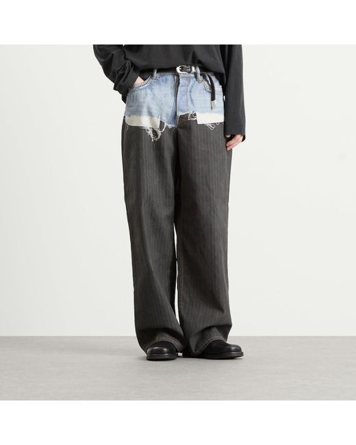 Acne Gray 1981 Trompe L'Oeil Pinstripe Print Jeans for men