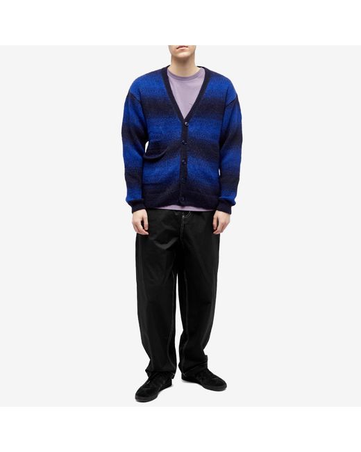 Pop Trading Co. Blue Stipe Knit Cardigan Sodalite for men