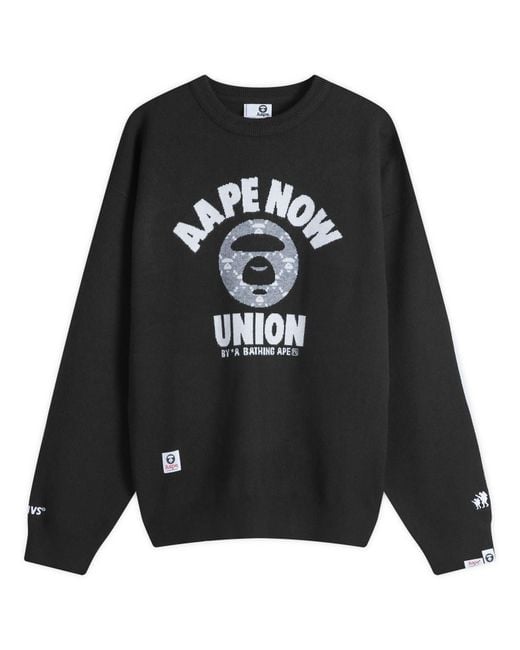 Aape By A Bathing Ape Black Aape Union Monogram Knit Sweater for men