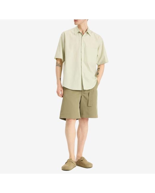 Auralee Natural Washed Finx Twill Big Half Sleeved Shirt for men