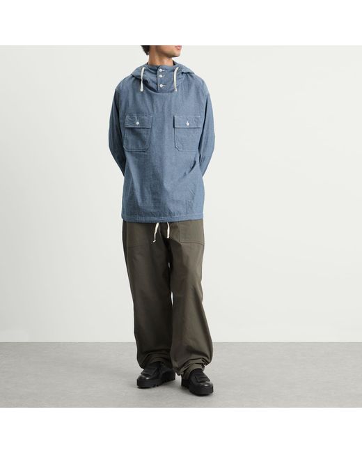 Engineered Garments Blue Chambray Cagoule Shirt for men
