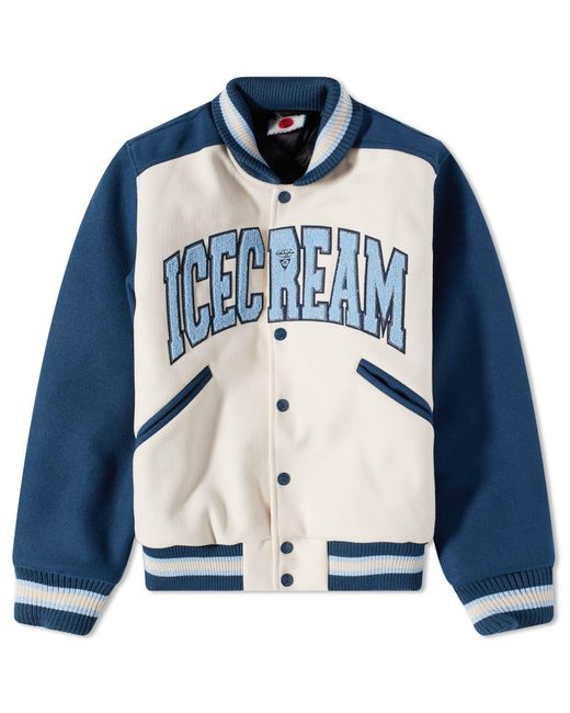 ICECREAM Blue College Varsity Jacket for men