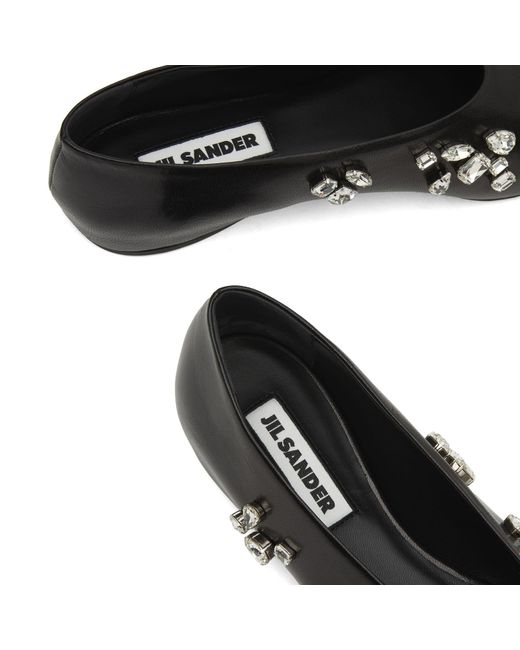 Jil Sander Black Embellished Ballerina