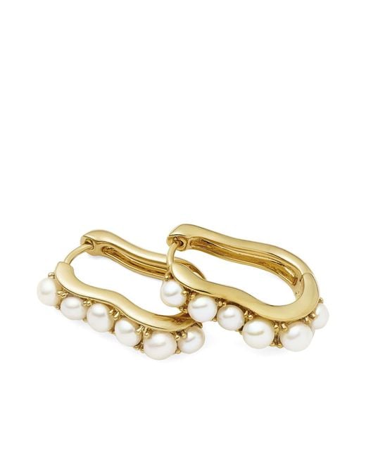 Missoma Metallic Pearl Wave Hoop Earrings