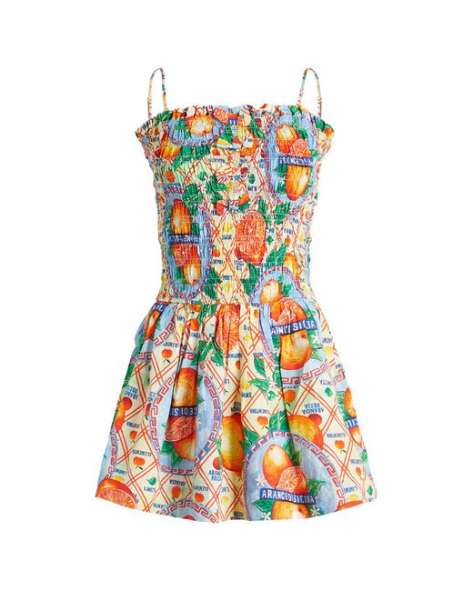 Damson Madder Multicolor Fleur Shirred Mini Dress