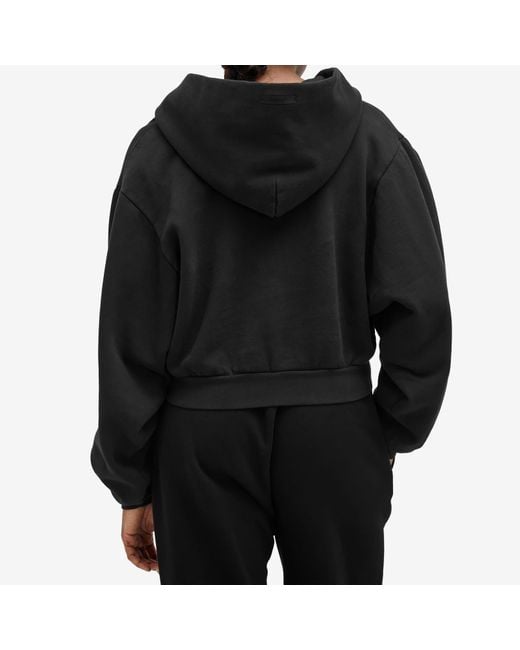 Fear Of God Black Heavy Fleece Cropped V-Neck Hoodie