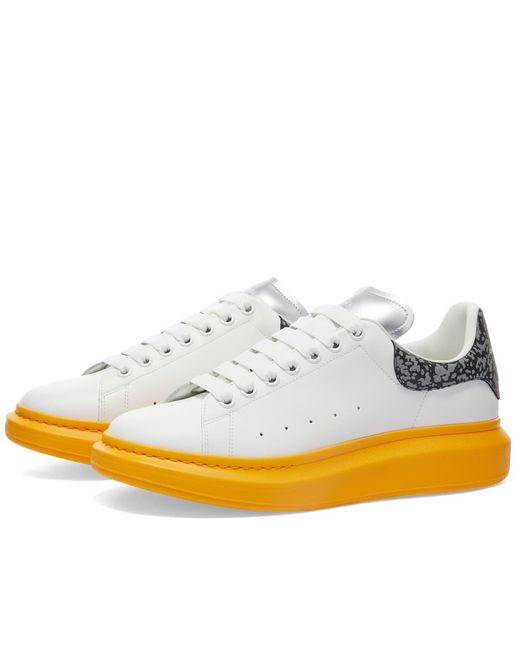 Alexander McQueen Animal Print Heel Tab Wedge Sole Sneakers in White ...