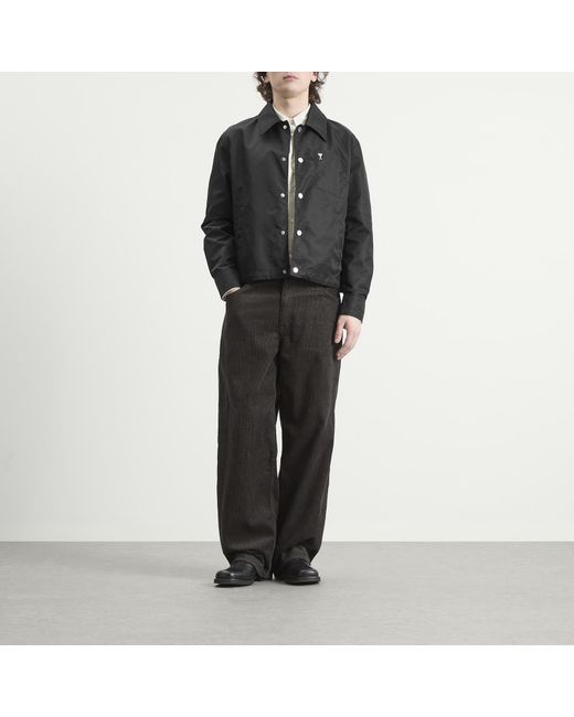 AMI Black Denim Jacket With Ami De Coeur Stud for men