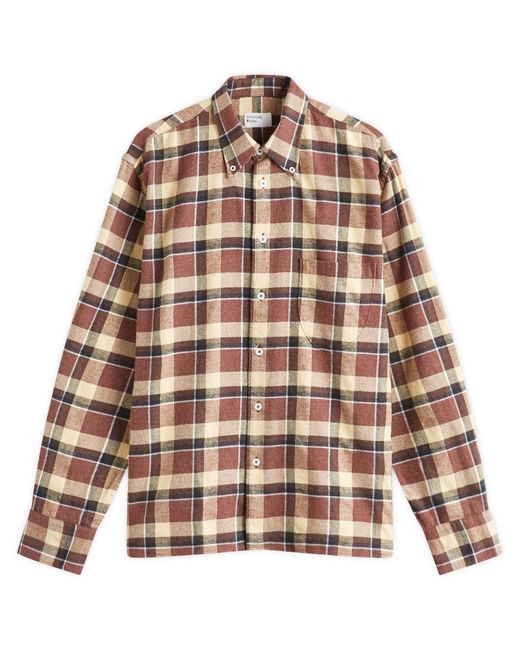 Universal Works Brown Lazy Day Check Shirt for men
