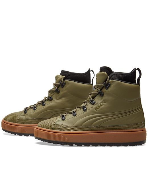 PUMA The Ren Leather Sneaker Boots in Green for Men | Lyst