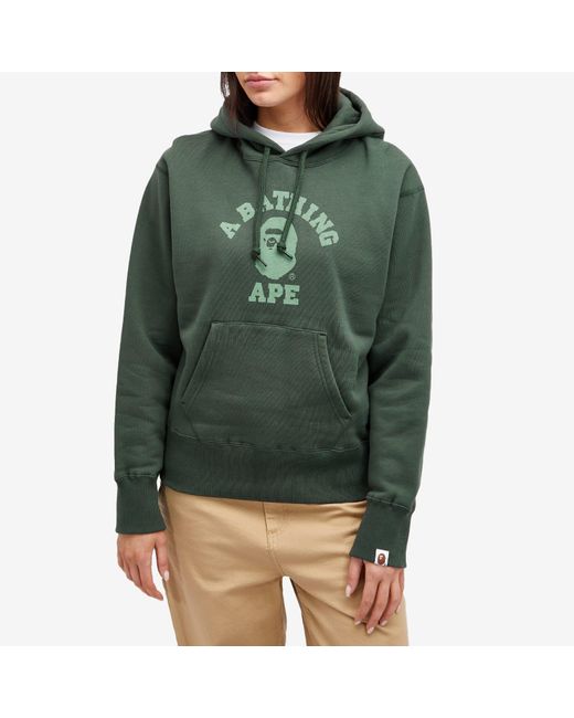 A Bathing Ape Green College Pullover Hoodie