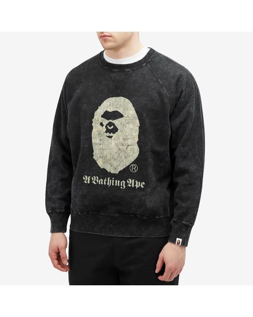 A Bathing Ape Gray Overdye Crew Neck Sweatshirt for men
