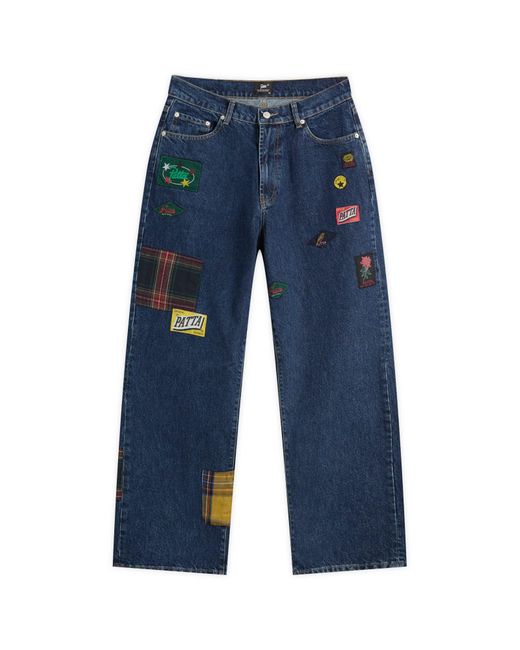PATTA Blue Whole Lotta Labels Denim Pants for men
