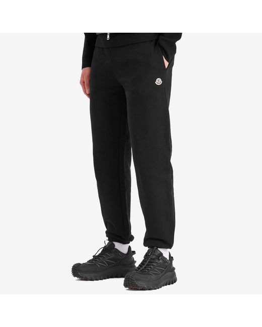 Moncler Black Emerized Fleece Sweat Bottoms for men