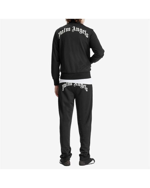Palm Angels Black Curved Logo Track Jacket for men