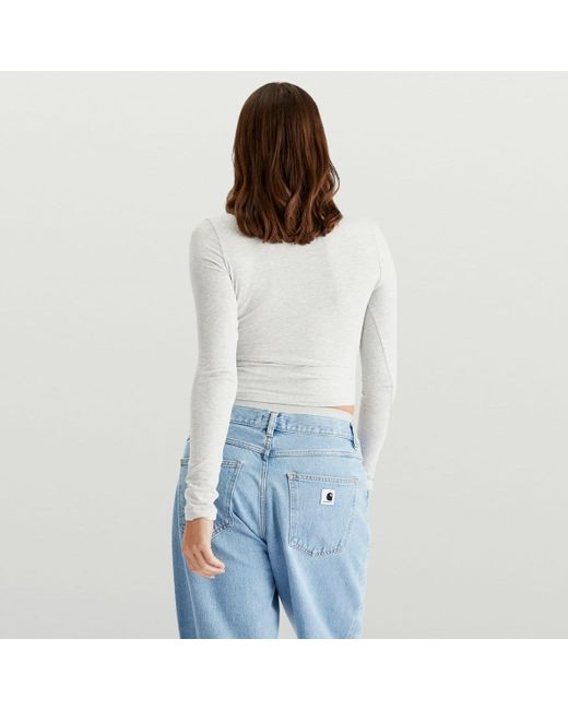 Skims Gray Cotton Jersey Long Sleeve T-Shirt