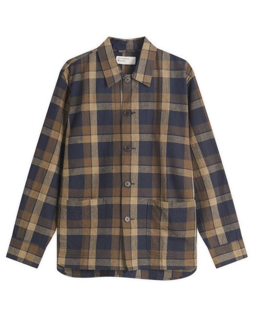 Universal Works Gray Lincot Big Check Travail Overshirt for men