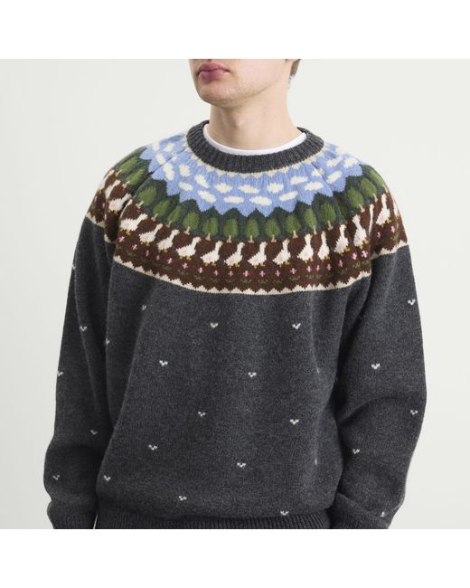 Unlikely Dry Goods Black Fair Isle Duck Knit Sweater for men