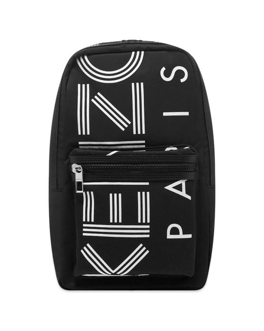 KENZO Black Paris Logo One Shoulder Backpack for men