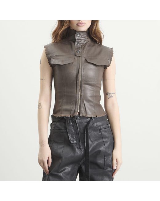 OTTOLINGER Gray Glazed Denim Zip Top
