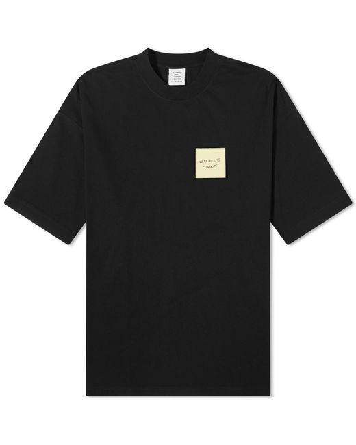 Vetements Black Sticker Logo T-Shirt for men