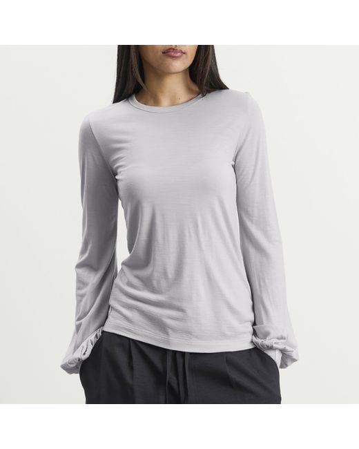 Y-3 Gray Chince Drape Long Sleeve Top