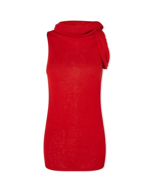 Rick Owens Red Twist Knit Top