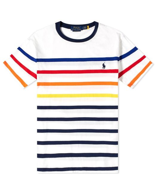 Polo Ralph Lauren Cotton Rainbow Striped T-shirt in Blue for Men | Lyst