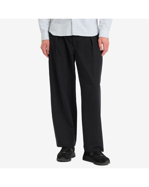 Beams Plus Blue Mini Rip Pleated Trousers for men