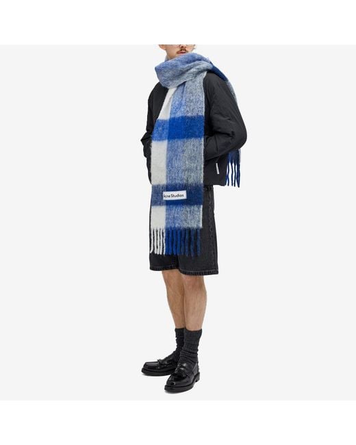 Acne Blue Vally Check Scarf for men