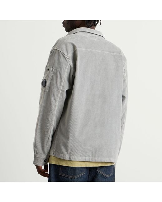 C P Company Gray Corduroy Lens Overshirt for men
