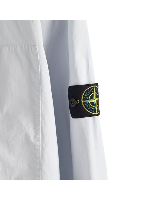 Stone Island White Supima Cotton Twill Stretch-Tc Button Shirt Jacket for men