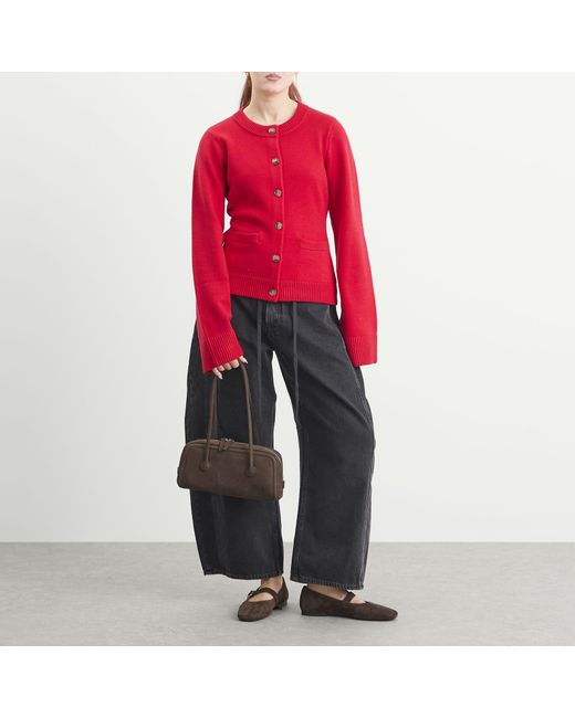 GOOD AMERICAN Red Button Front Knit Cardigan