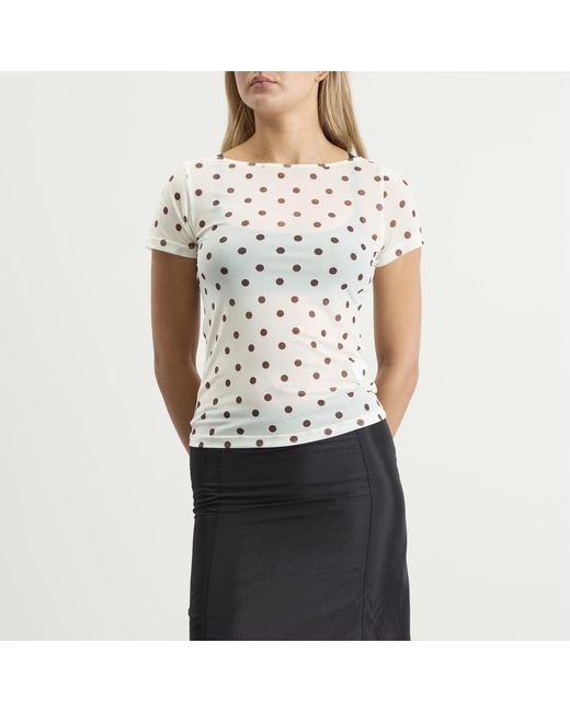 Hosbjerg White Betty Short Sleeve Mesh Top
