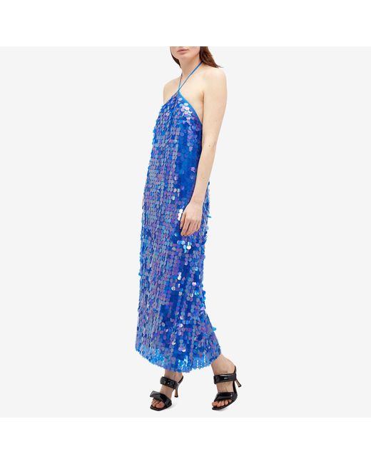 saks potts blue silk dress Saks Potts