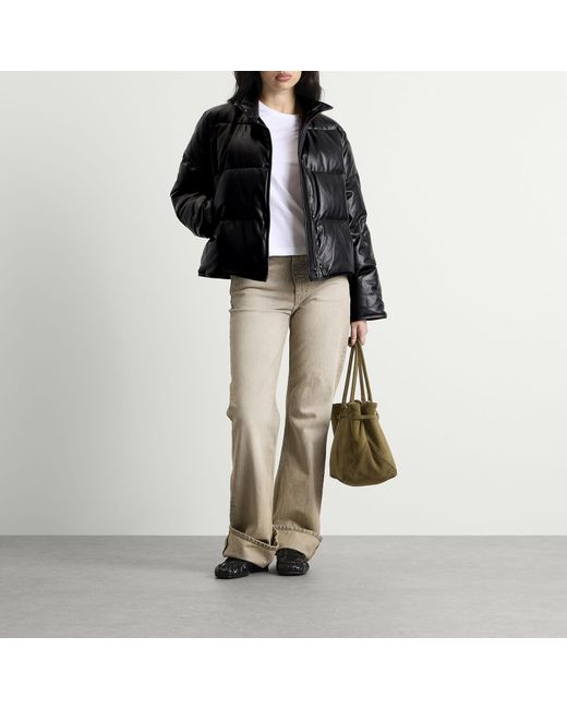 NOTHING WRITTEN Black Lambskin Leather Puffer