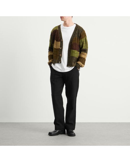 Kartik Research Green Patchwork Cardigan for men