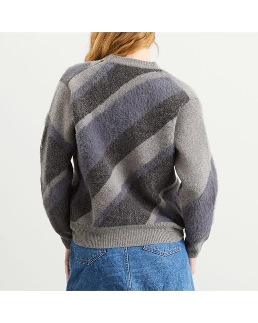 Toga Gray Toga Regimental Knit Cardigan