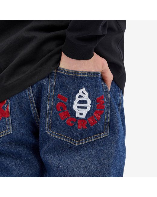 ICECREAM Blue Running Puppy Denim Pant for men